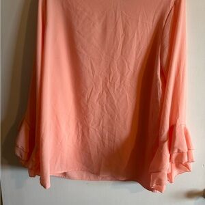 Peach Long Sleeve Blouse with Ruffle Cuffs